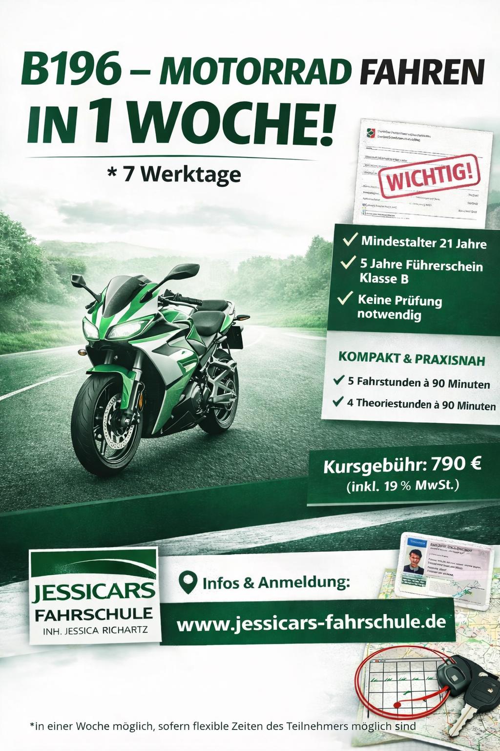 B196 Motorrad Führerschein in 1 Woche